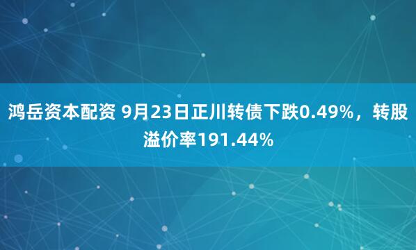 鸿岳资本配资 9月23日正川转债下跌0.49%，转股溢价率191.44%